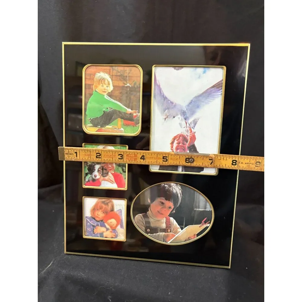 Vintage Black Gold 5 Opening Collage Picture Frame 8x10 Tabletop Wall